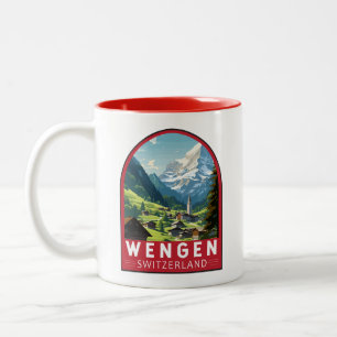 Wengen Schweiz Reise Kunst Vintage Zweifarbige Tasse
