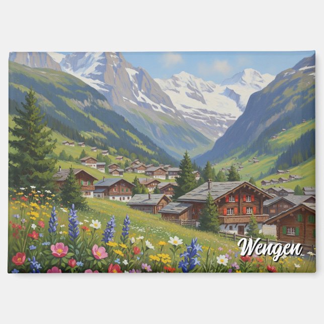 Wengen Schweiz Reise Magnet (Vorderseite)
