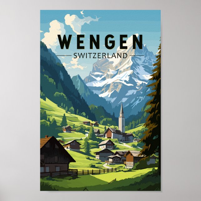Wengen Schweiz Reisen Vintag Poster (Vorne)