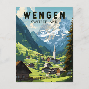 Wengen Schweiz Reisen Vintag Postkarte