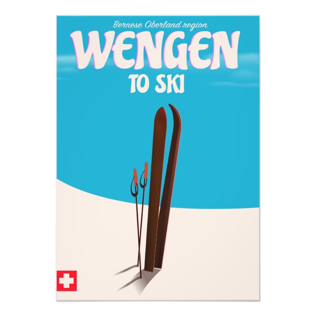 Wengen, Schweiz, Skiplakat Fotodruck (Vorne)