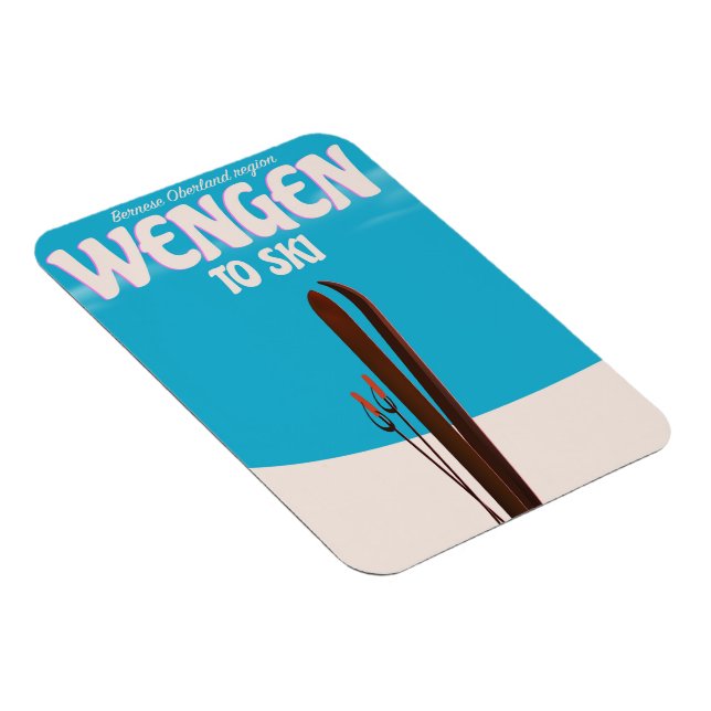 Wengen, Schweiz, Skiplakat Magnet (Rechte Seite)