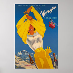 Wengen, Schweiz, Skiposter Poster