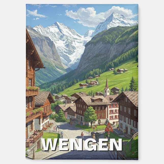 Wengen Schweiz Travel Magnet (Vorderseite)