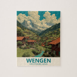 Wengen Schweiz Vintage Reise Puzzle