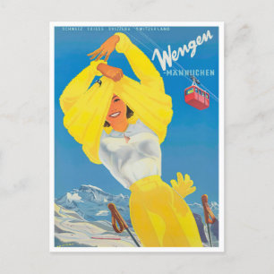 Wengen Schweiz Vintage-Reisepostkarte Postkarte