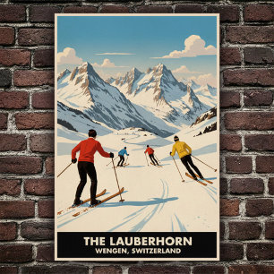 Wengen, Schweiz: Vintage Travel Poster der 60er Ja