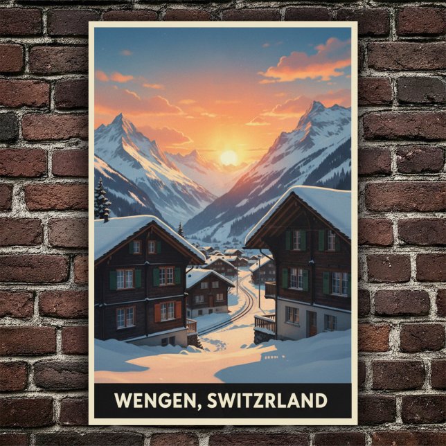Wengen, Schweiz: Vintage Travel Poster der 60er Ja (Von Creator hochgeladen)
