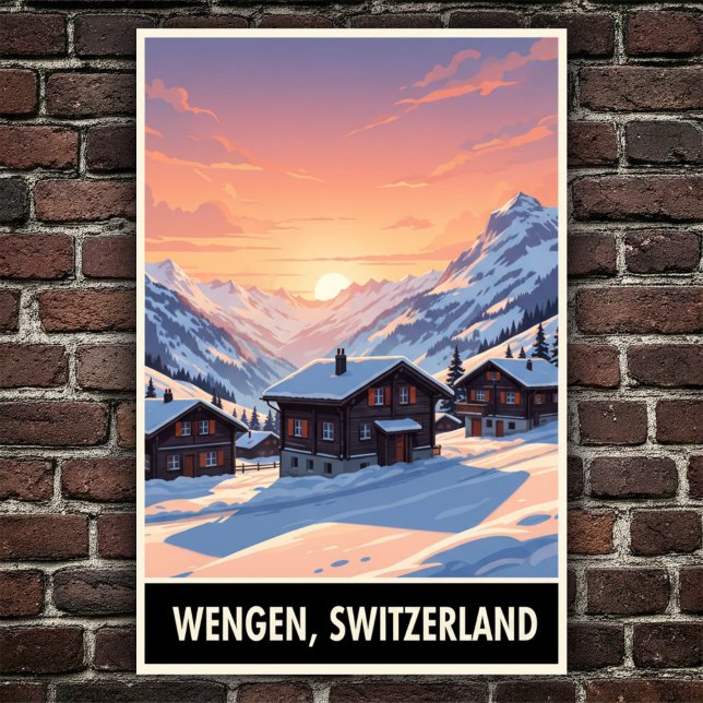 Wengen, Schweiz: Vintage Travel Poster der 60er Ja (Von Creator hochgeladen)