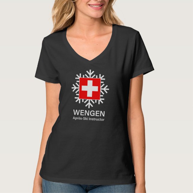 Wengen Schweizer Apres-Ski Lehrer T-Shirt (Vorderseite)