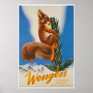 Wengen, Switzerland, Ski Poster