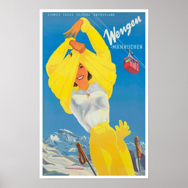 Wengen Switzerland Vintage Poster (Vorne)