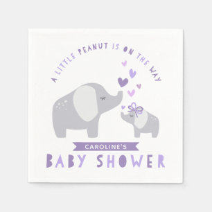 Wenig Baby-Dusche   des Erdnuss-Elefant-  lila Serviette