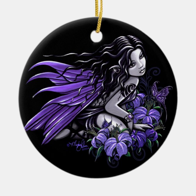 "Wenig blaue" violette Keramik Ornament (Vorne)