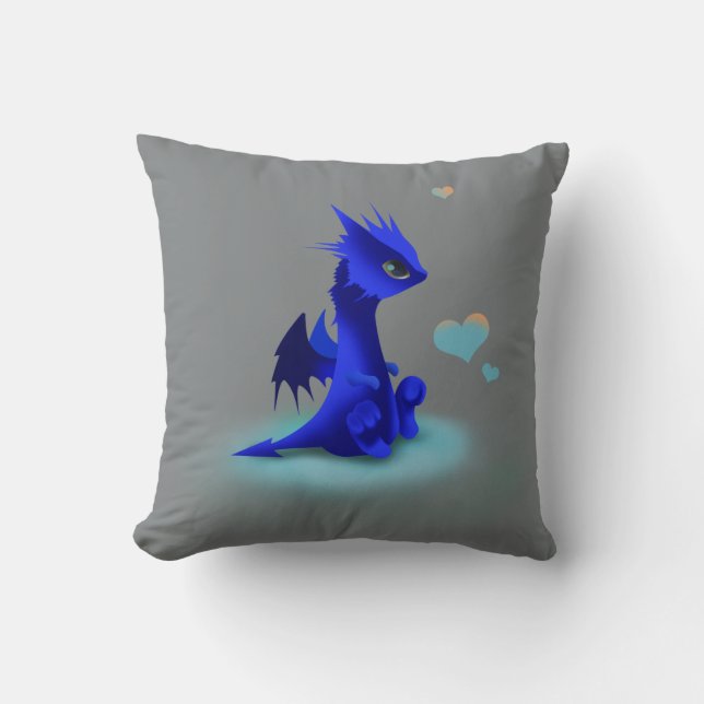 Wenig blauer Drache der Liebe Kissen (Vorderseite)