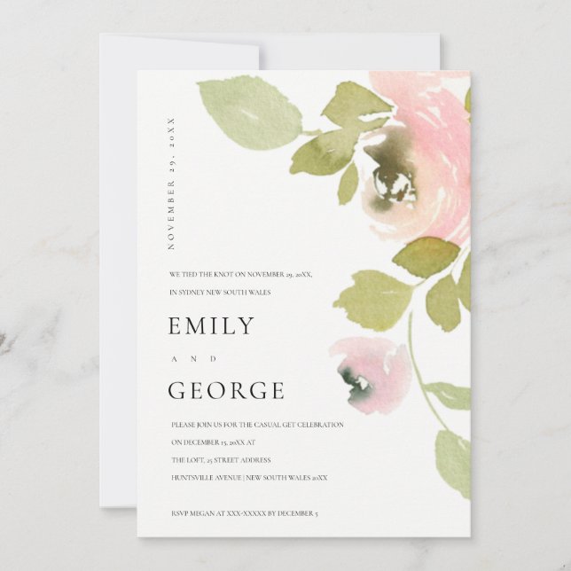 WENIG BLUSH PINK ROSE FLORAL WIR GETIEFEN DIE KNOC DANKESKARTE (Vorderseite)