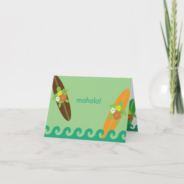 Wenig Brandungs-Reiter gefaltetes Honu danken Dankeskarte (Vorderseite)