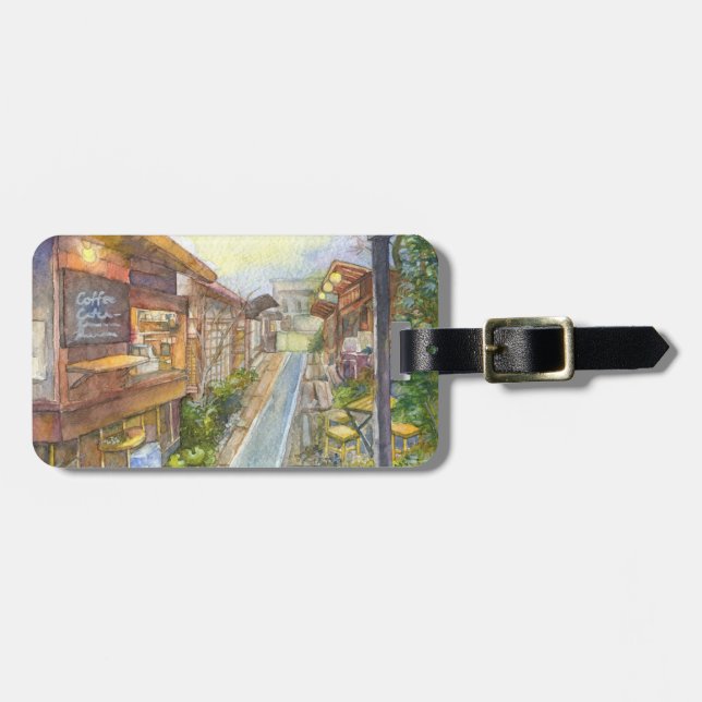 Wenig Café im Japan-Reise-Umbau Gepäckanhänger (Vorderseite horizontal)