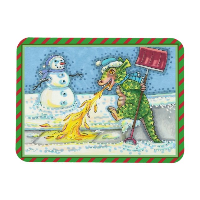 WENIG DRAGON MELTING & SHOVELING SNOW, NIEDLICH. MAGNET (Horizontal)