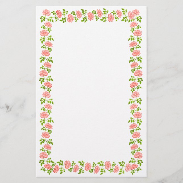 Wenig englisches Tee-Rosen-Briefpapier Briefpapier (Vorderseite)
