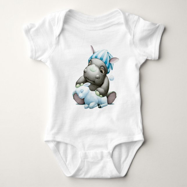 Wenig G der Babyrhino-Säugling Onsie Baby Strampler (Vorderseite)