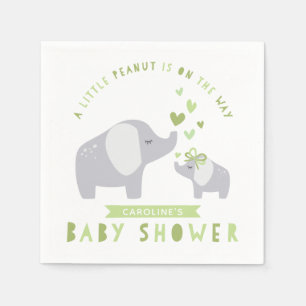 Wenig Grün des Erdnuss-Elefant- der Babyparty- Serviette