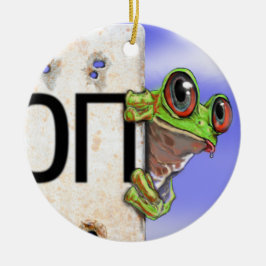 Wenig grüner Baum-Frosch Keramik Ornament