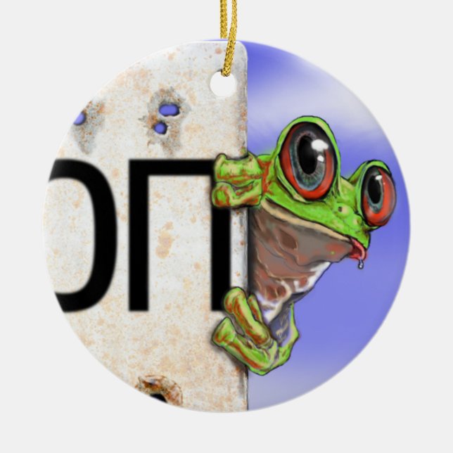 Wenig grüner Baum-Frosch Keramik Ornament (Vorne)