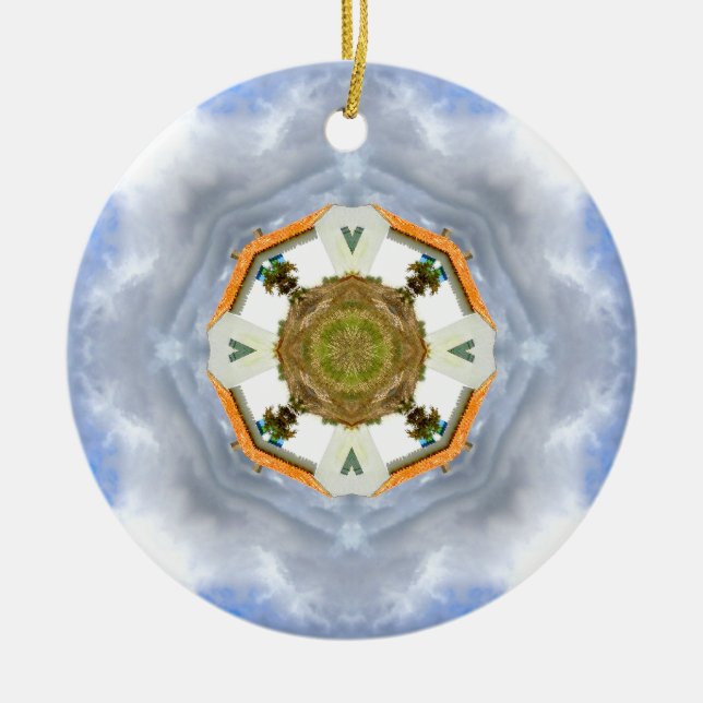 Wenig Haus auf der Prarie Mandala Keramik Ornament (Vorne)