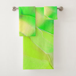 Wenig in gelblich und lebhaft grün geschnitzt badhandtuch set