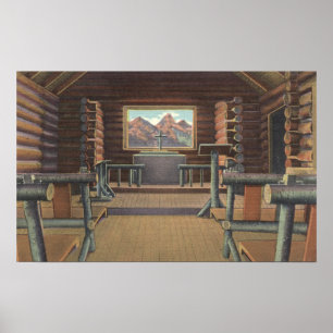 Wenig Klotz-Kirche an Snake River Ansicht Poster