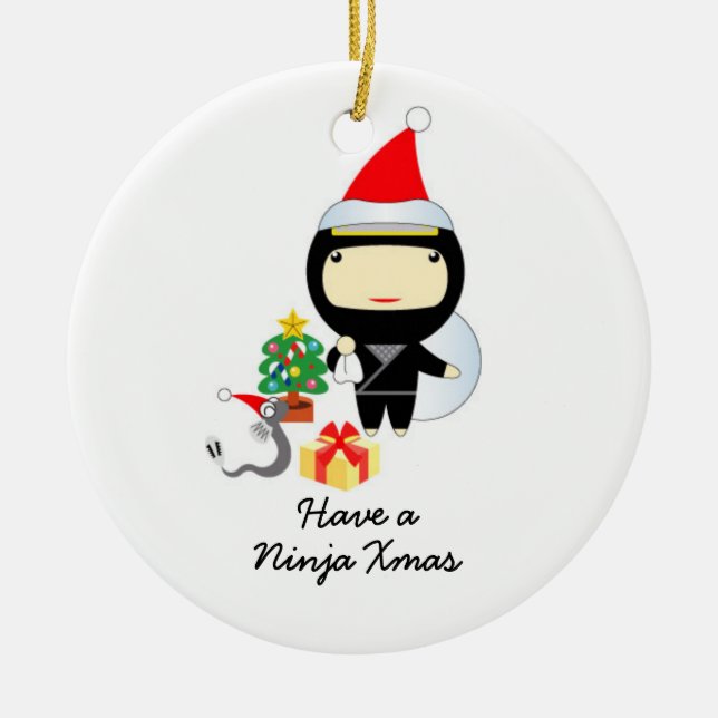 Wenig Ninja Weihnachtsverzierung Keramik Ornament (Vorne)