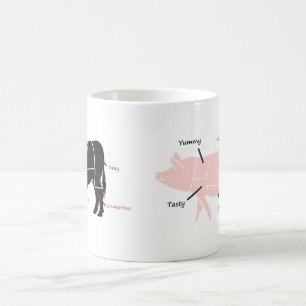 Wenig rosa Piggie mit geschmackvollen Aufklebern Kaffeetasse