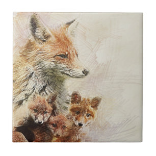 Wenig roter Fox-Familie Fliese