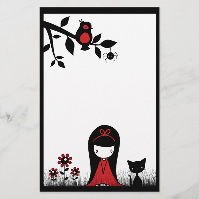 Wenig rotes Band-Kopf-Briefpapier Briefpapier (Vorderseite)