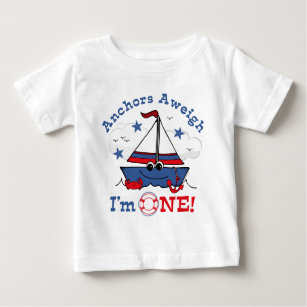 Wenig Segelboot-1. Geburtstag Baby T-shirt