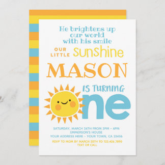 Wenig Sonnenschein-1. Geburtstag Einladung