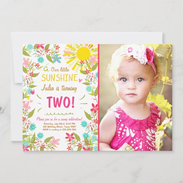 Wenig Sonnenschein-Geburtstags-Party Einladung mit (Vorderseite)