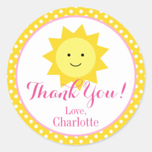 Wenig Sonnenschein-Rosa-Gelb-Geburtstags-kleine Runder Aufkleber