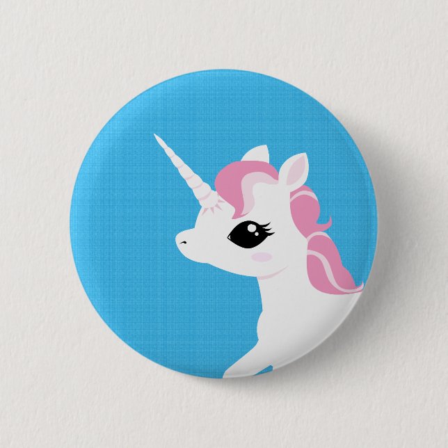 Wenig Unicorn mit rosa Mähnenknopf-Abzeichen Button (Vorderseite)