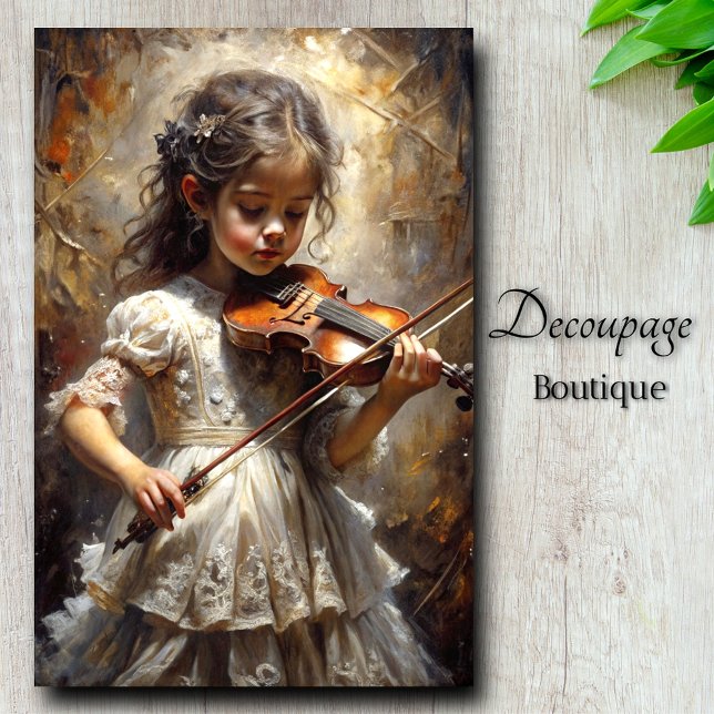Wenig Virtuoso verzaubert Violinisten Dekoupage Seidenpapier (Little Virtuoso Enchanting Violinist Decoupage Tissue Paper By Decoupage Boutique)
