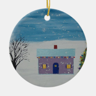 Wenig Weihnachtshaus Keramik Ornament