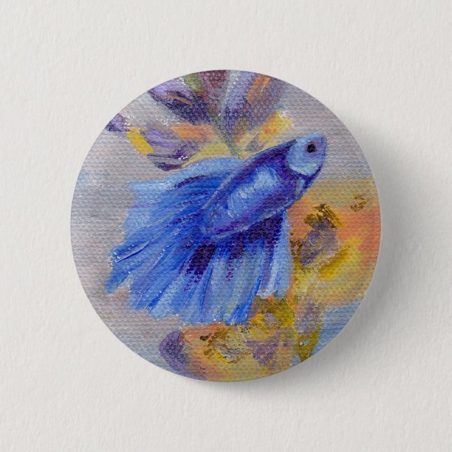 Wenige blaue Betta Fische Button (Vorderseite)