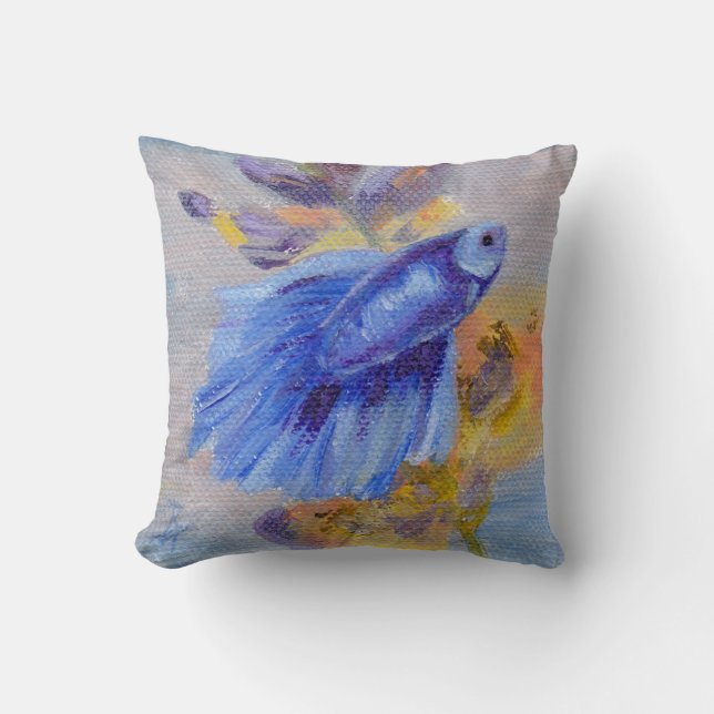 Wenige blaue Betta Fische Kissen (Vorderseite)