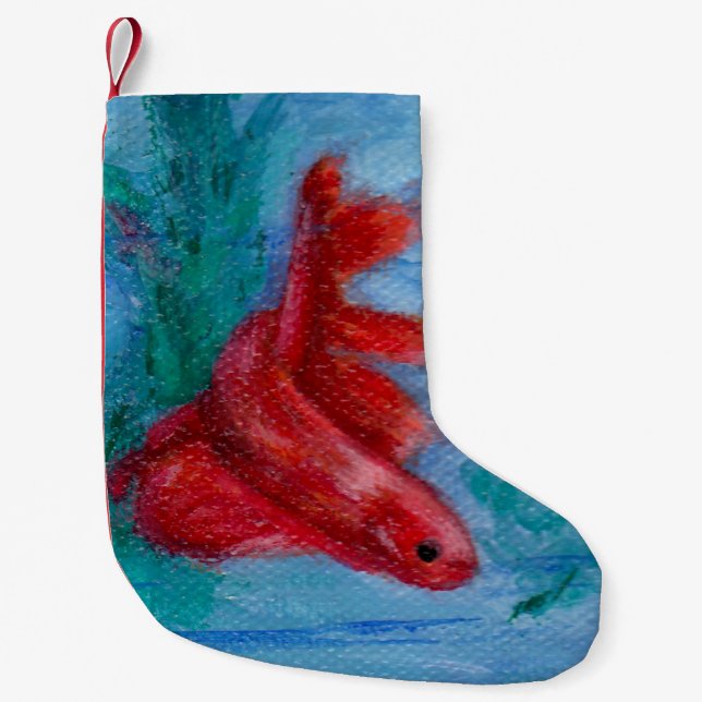 Wenige rote Betta Fische Kleiner Weihnachtsstrumpf (Vorderseite)