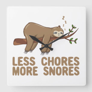 Weniger Auswahl mehr Snores Funny Sloth Pun T - Sh Quadratische Wanduhr