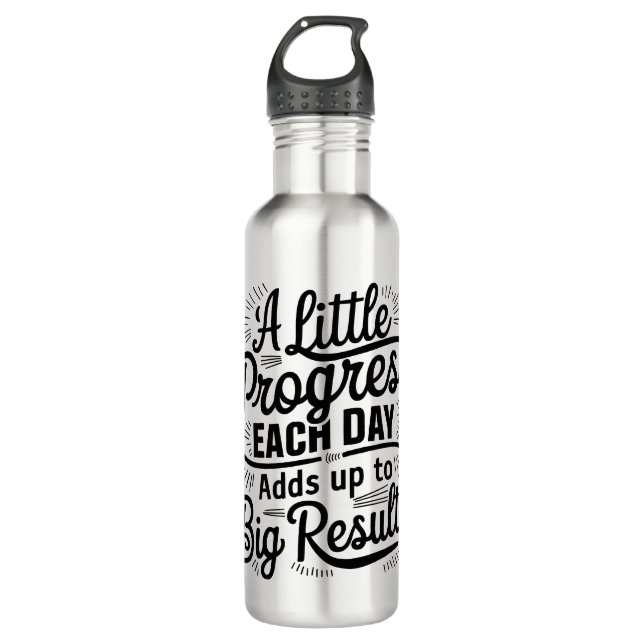 Weniger Fortschritt täglich Edelstahlflasche (Vorderseite)