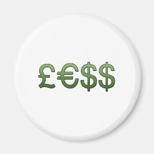 weniger Geldzeichen Pfund, Euro US-Dollar Magnet