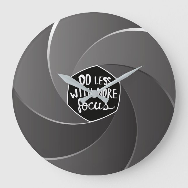 Weniger mit mehr Fokus Große Wanduhr (Vorderseite)