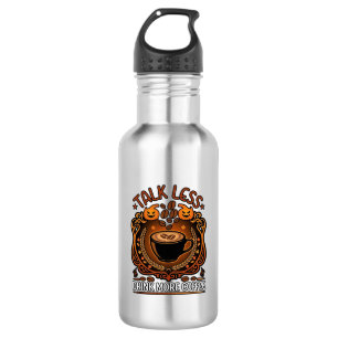 Weniger reden, mehr Kaffee trinken, Halloween-Kürb Edelstahlflasche